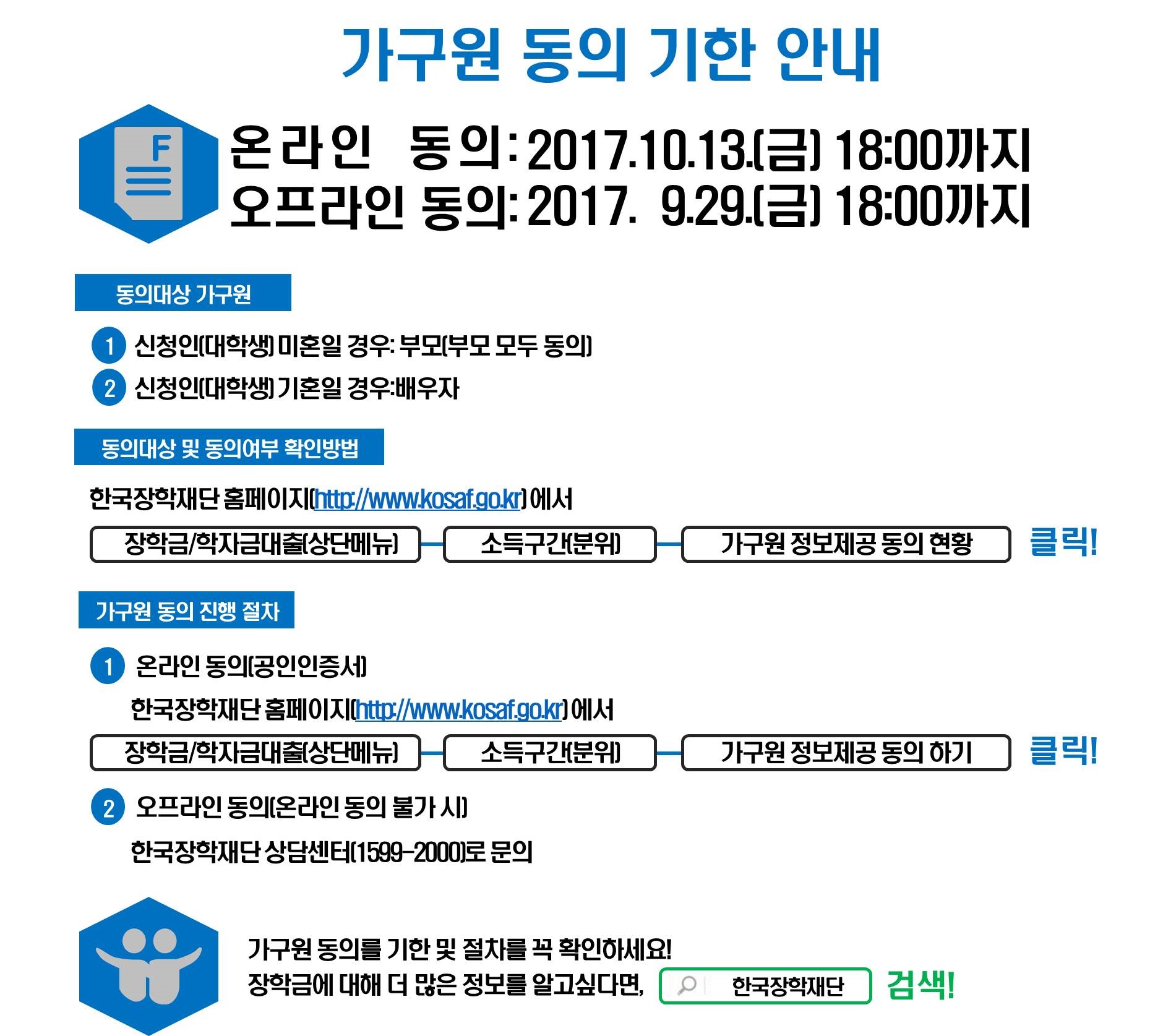 한국장학재단 가구원 동의 기한 안내