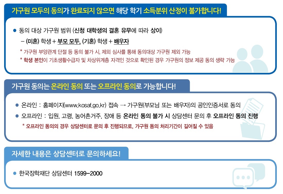 한국장학재단 가구원 동의 기한 안내