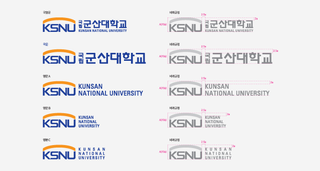 심벌마크 시그니처(국영문, 국문, 영문A, 영문B, 영문C, 비례규정, 비례규정, 비례규정, 비례규정, 비례규정)