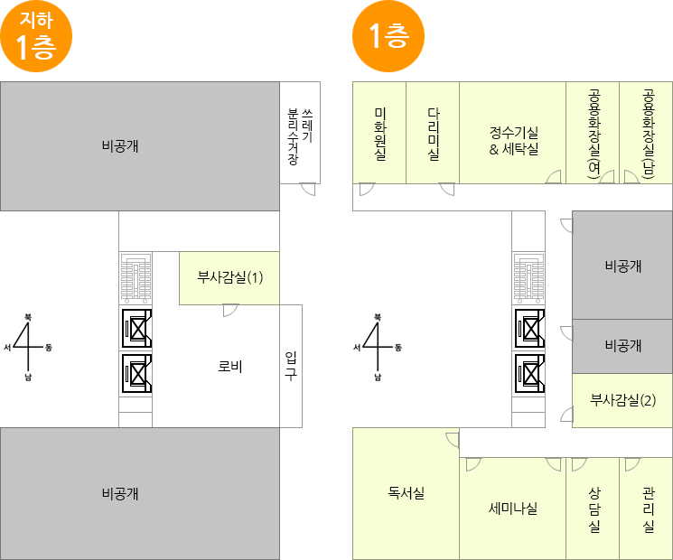 지하1층,1층안내도