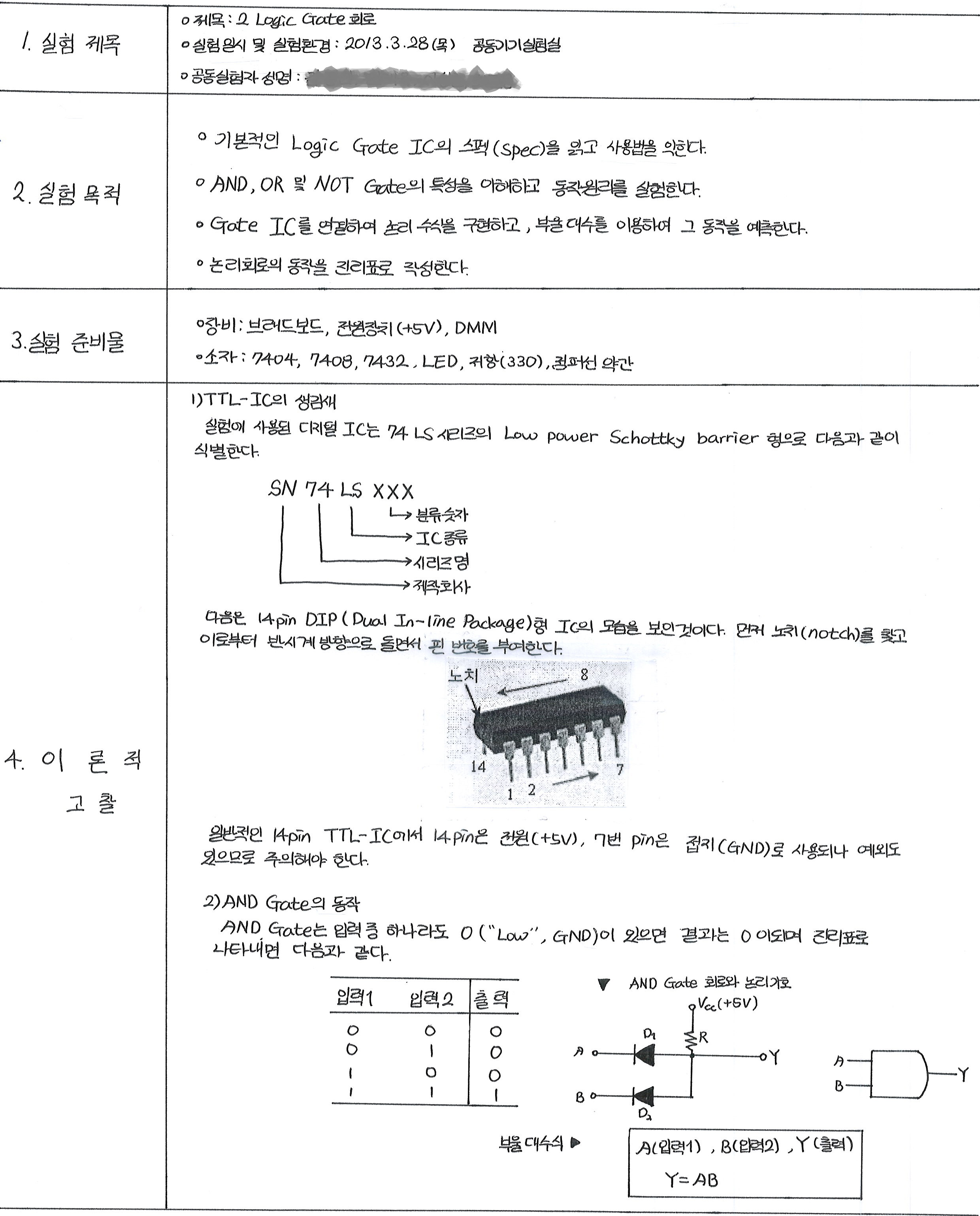 기본 논리게이트 실험