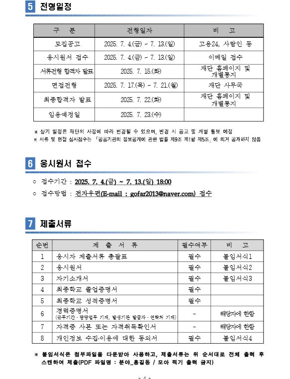 전영일정, 응시원서 접수, 제출서류