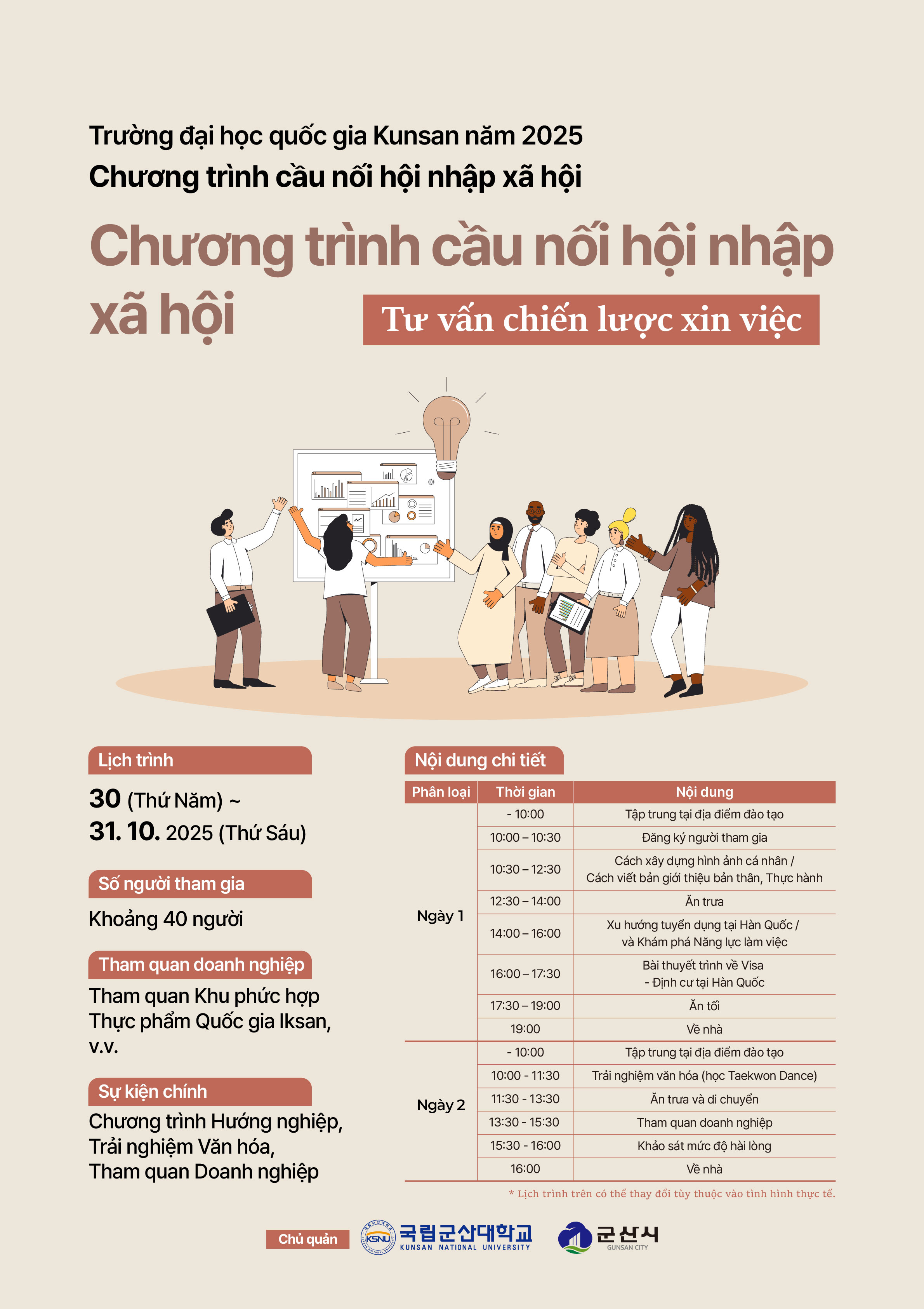 2025년 군산대학교 외국인 유학생을 위한 사회진출 브릿지 프로그램 참가자 모집