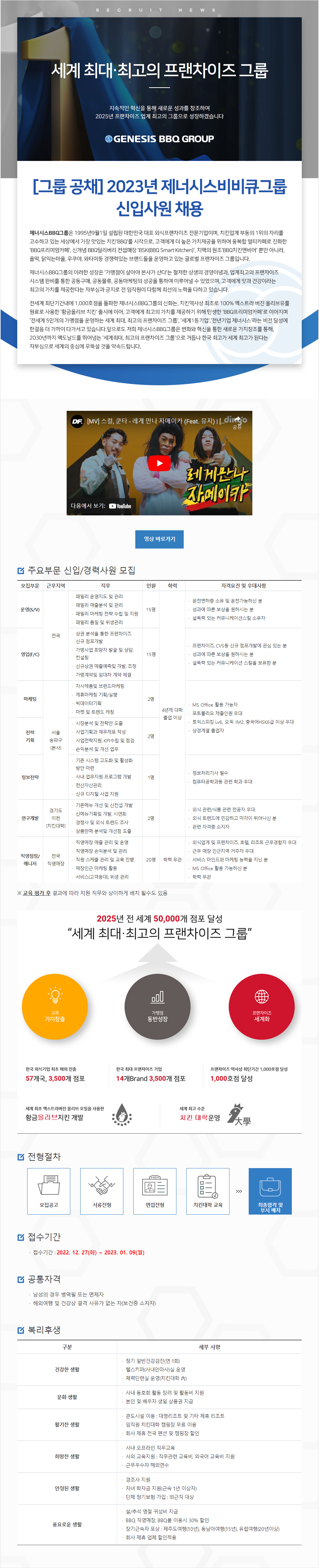 [그룹 공채] 2023년 제너시스비비큐그룹 신입사원 채용 채용공고 이미지(1)