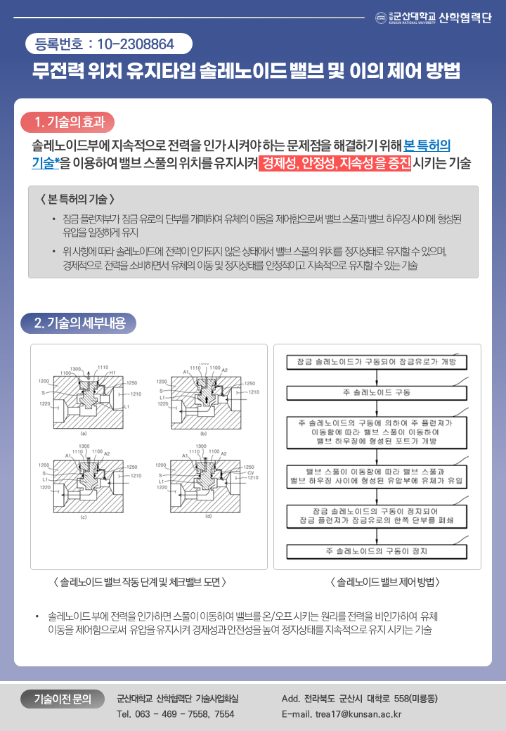 무전력 위치 유지타입 솔레노이드 밸브 및 이의 제어 방법 이미지(1)