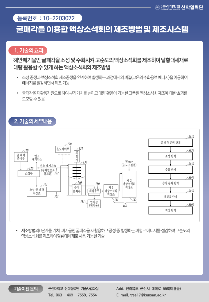 굴패각을 이용한 액상소석회의 제조방법 및 제조시스템 이미지(1)