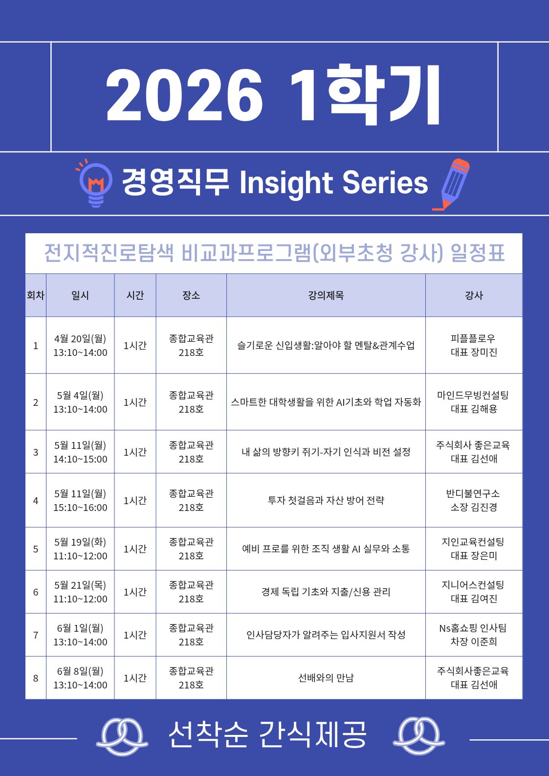 2026학년도 1학기 외부 전문가 초청 강연 안내 이미지(1)