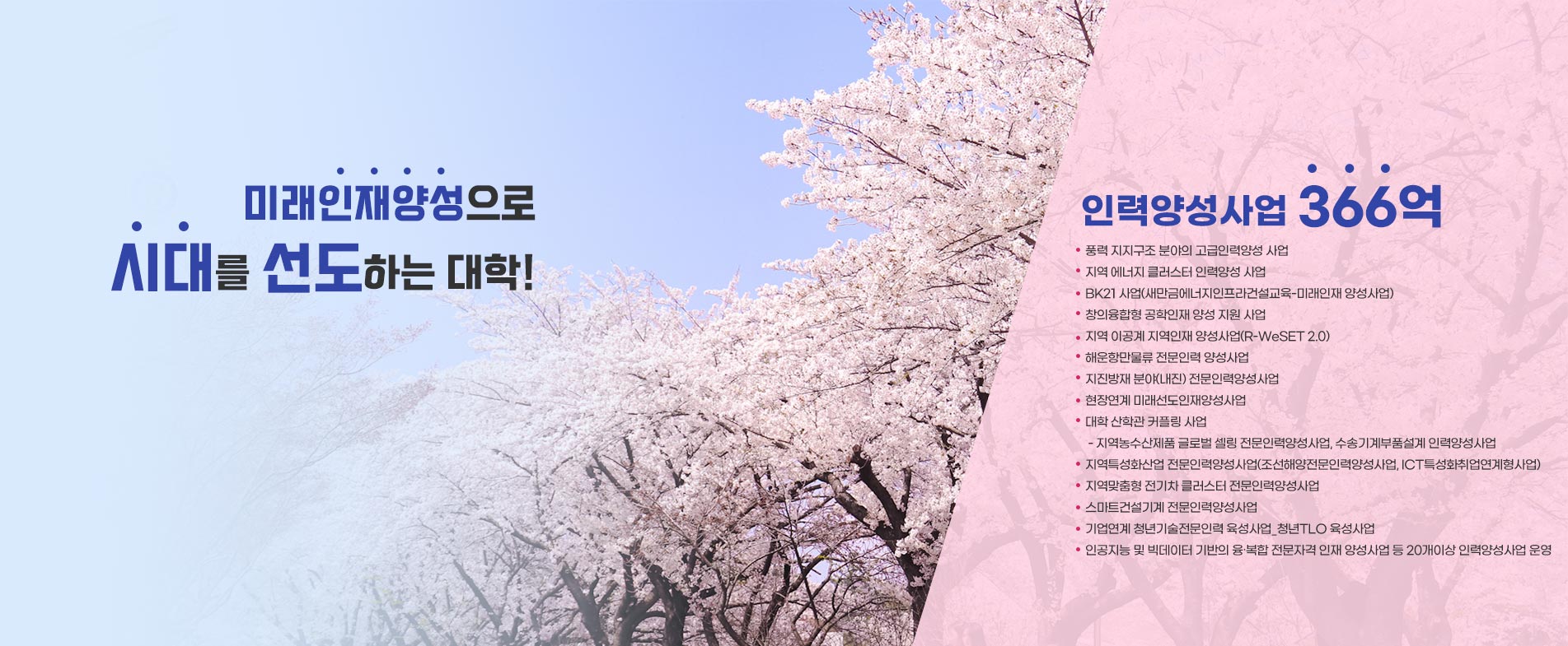 미래인재양성으로 시대를 선도하는 대학!