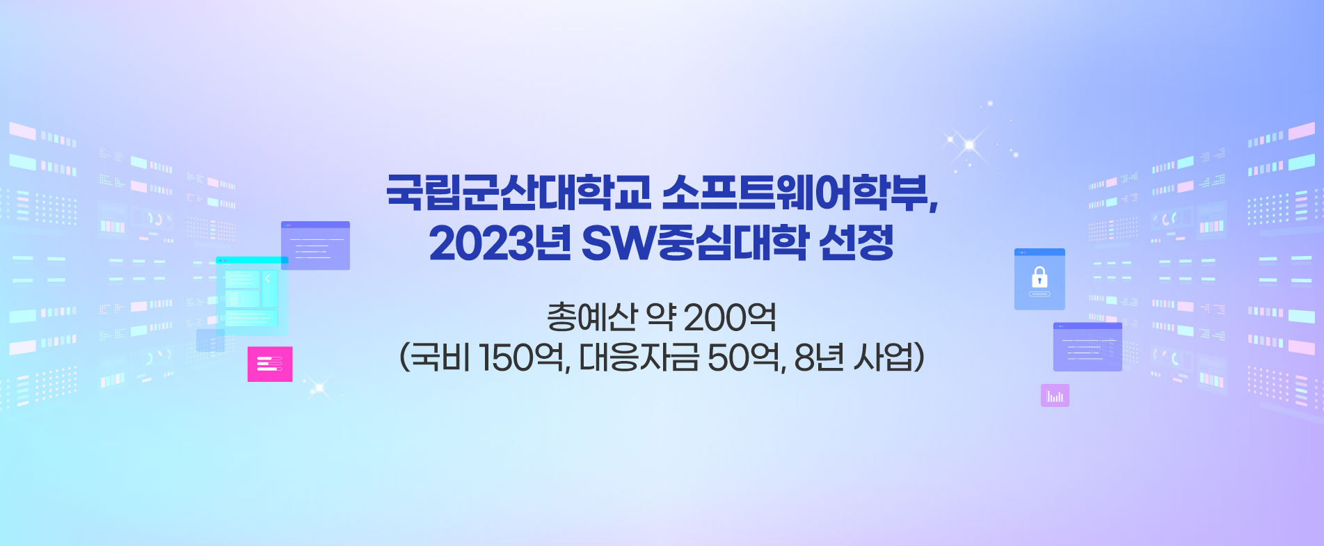 국립군산대학교 소프트웨어학부, 2023년 SW중심대학 선정

총예산 약 200억(국비 150억, 대응자금 50억, 8년 사업)
